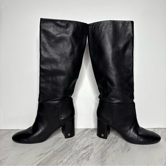 Tory Burch Black Leather Heeled Tall Boot 10 1/2 M - Picture 8 of 16